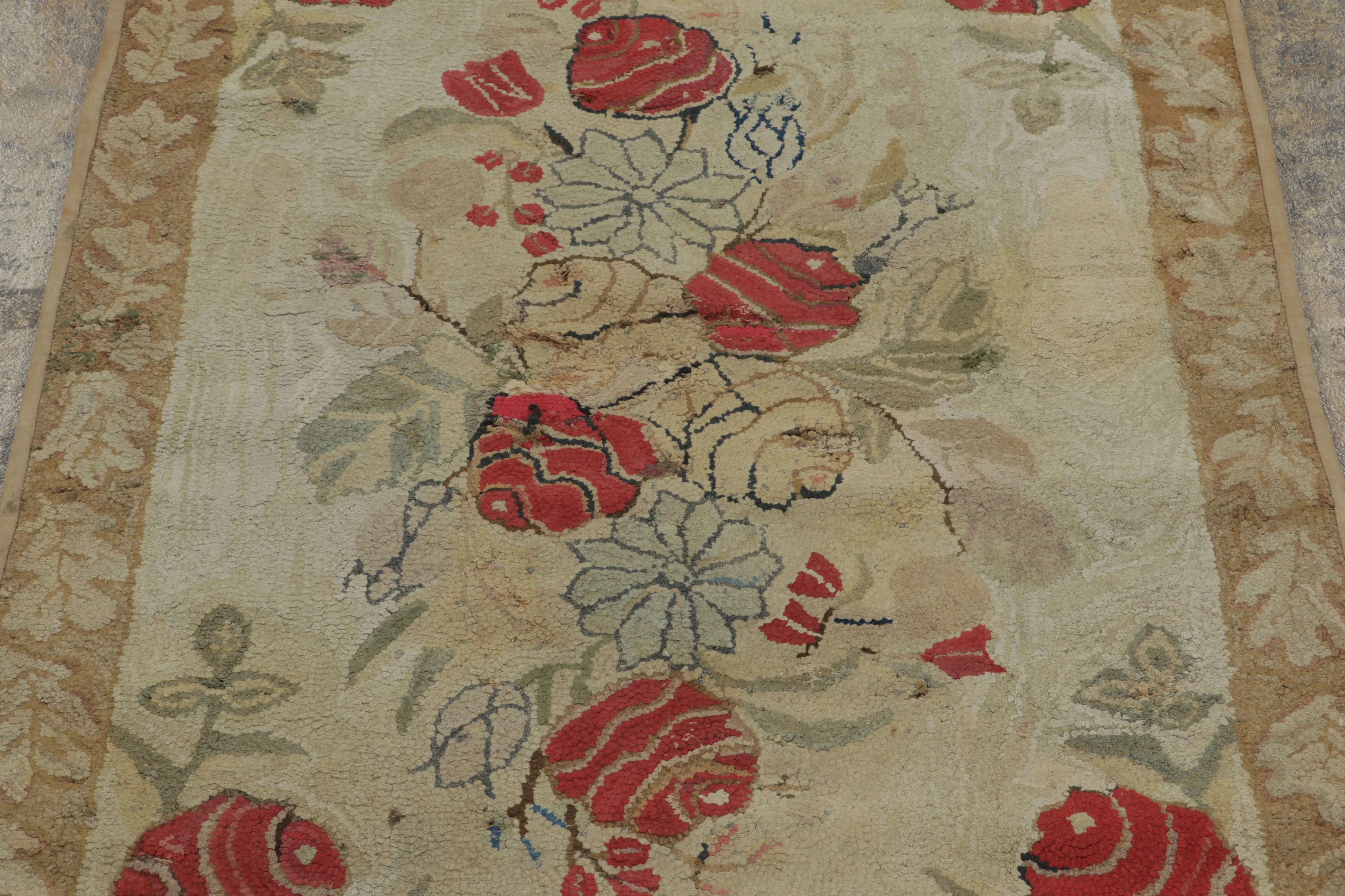 Antique Hooked Floral Rug