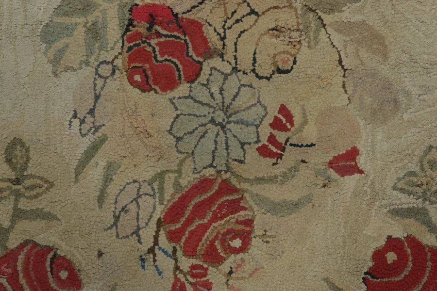 Antique Hooked Floral Rug