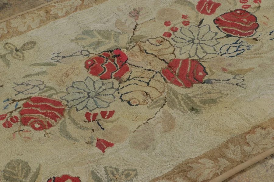 Antique Hooked Floral Rug