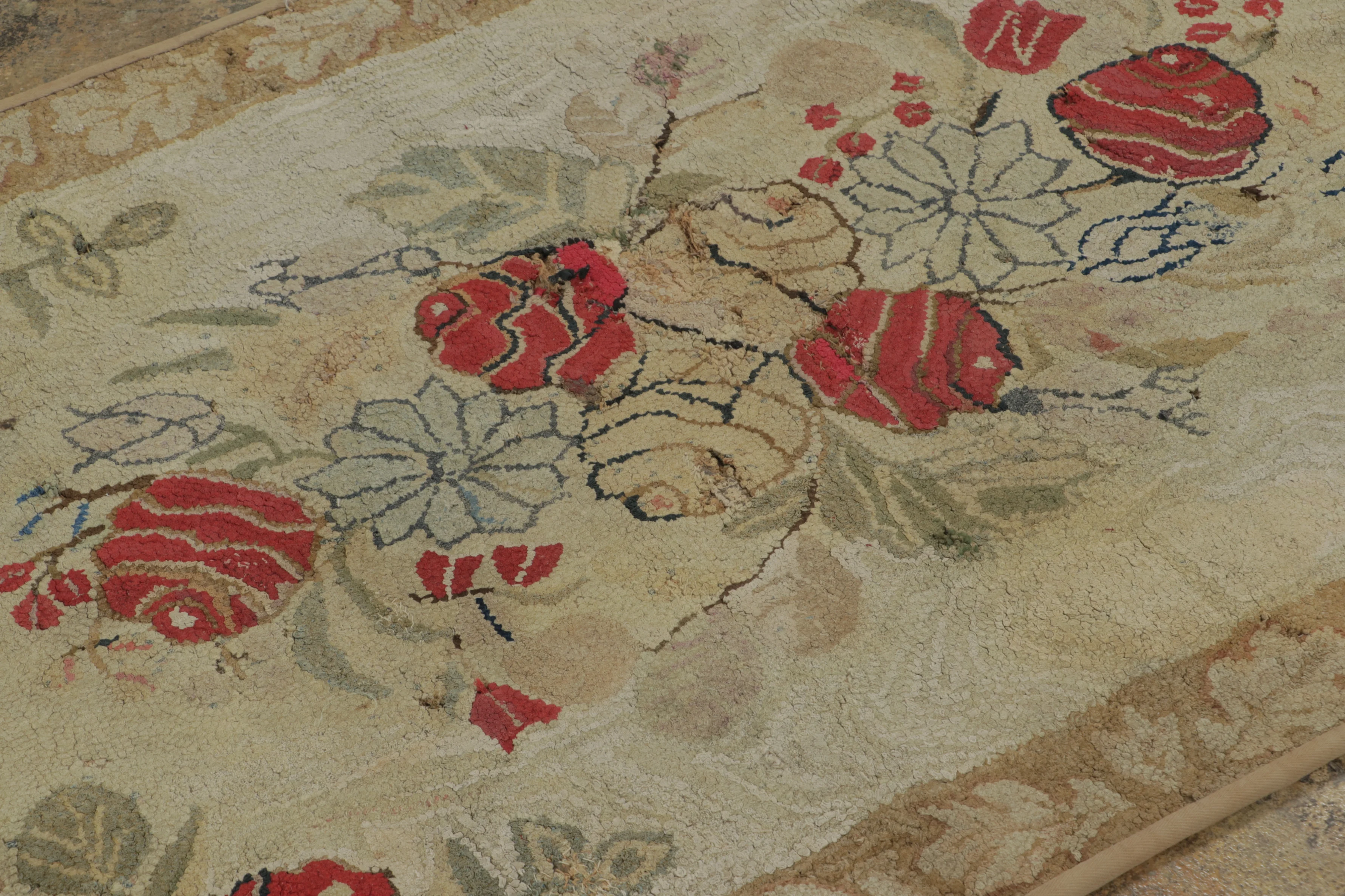 Antique Hooked Floral Rug