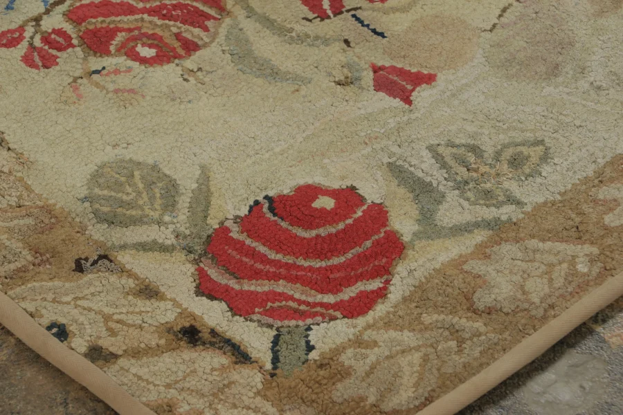 Antique Hooked Floral Rug