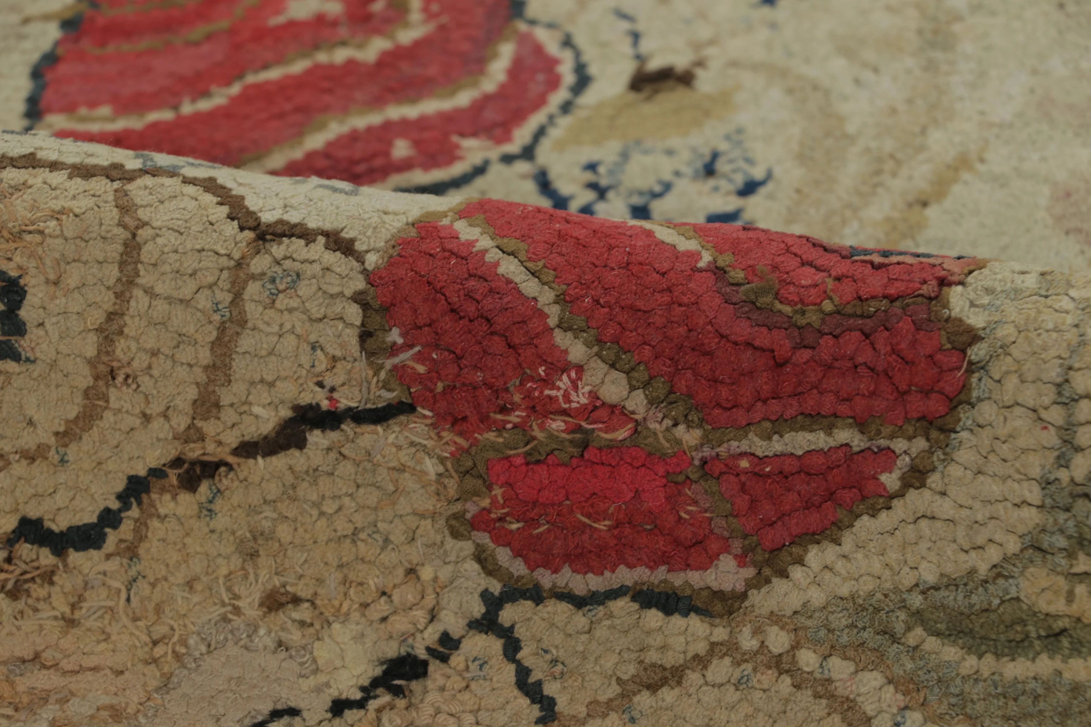 Antique Hooked Floral Rug