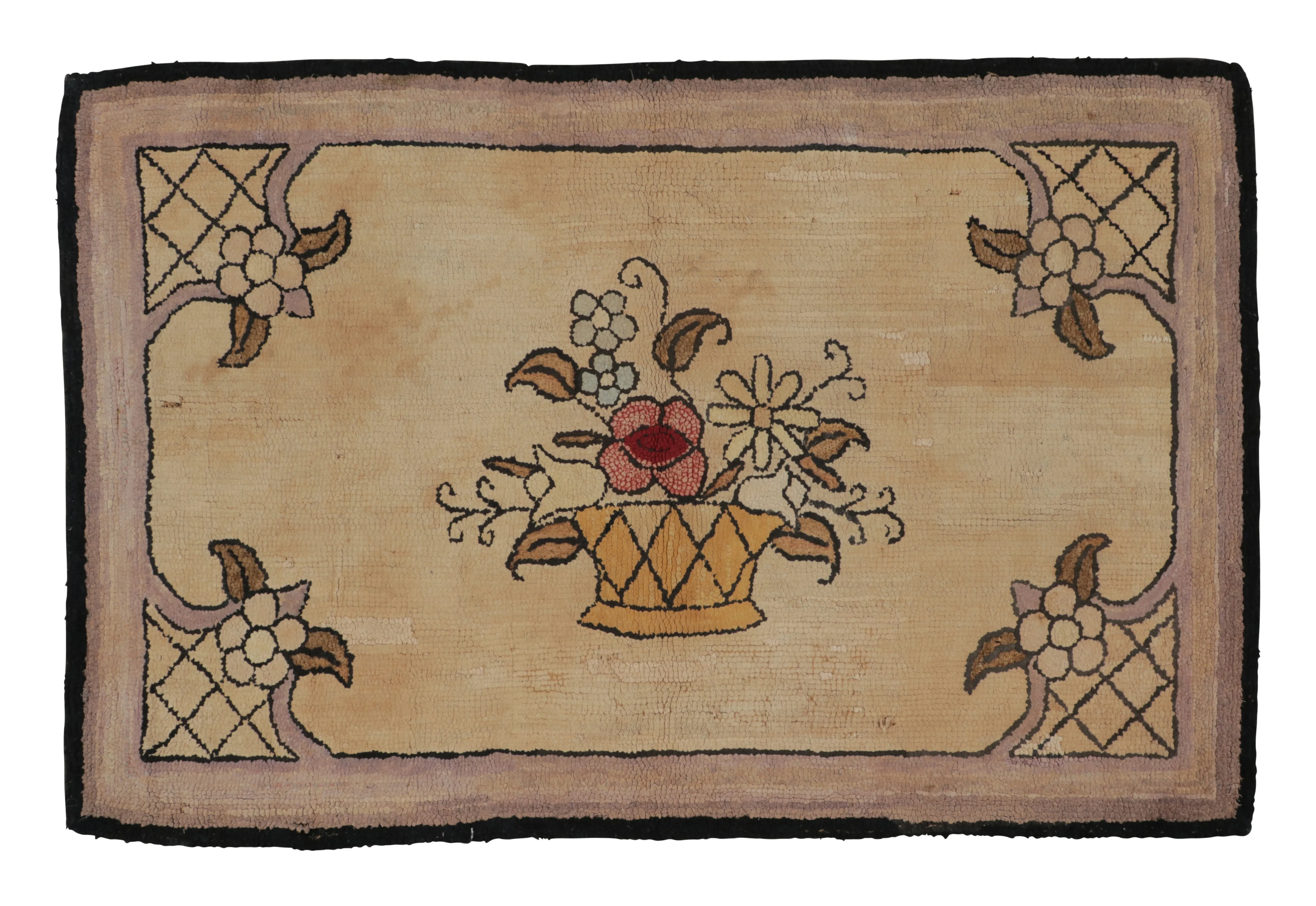 Antique Hooked Floral Rug