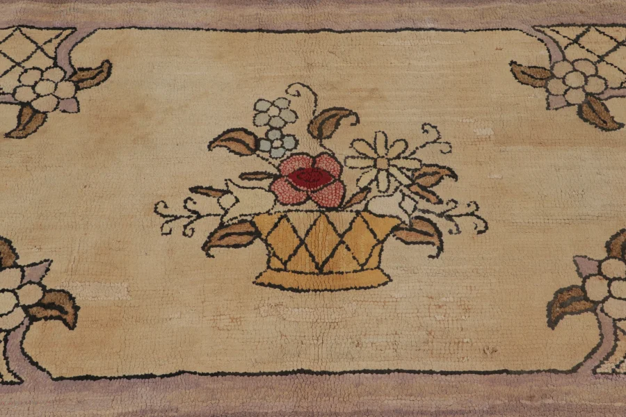 Antique Hooked Floral Rug