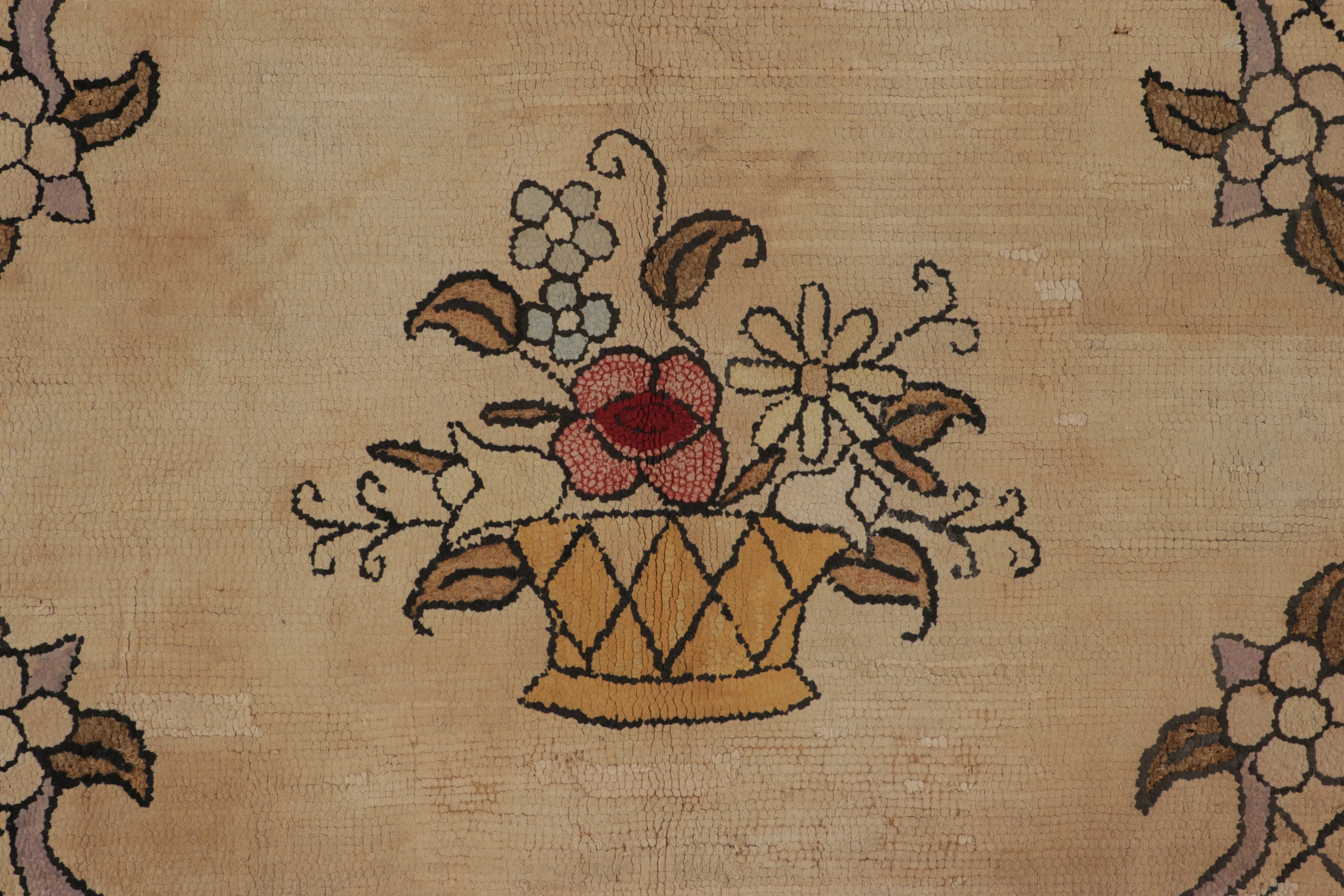 Antique Hooked Floral Rug