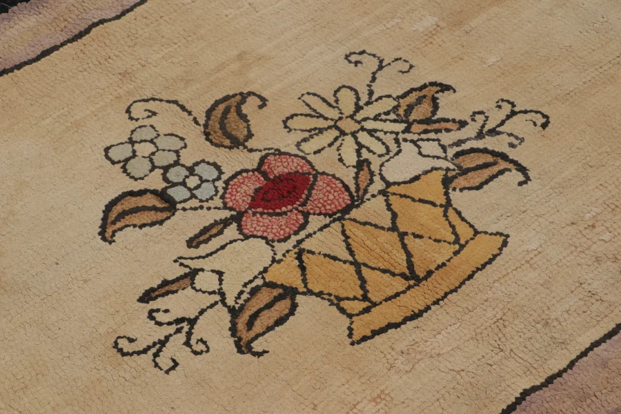 Antique Hooked Floral Rug