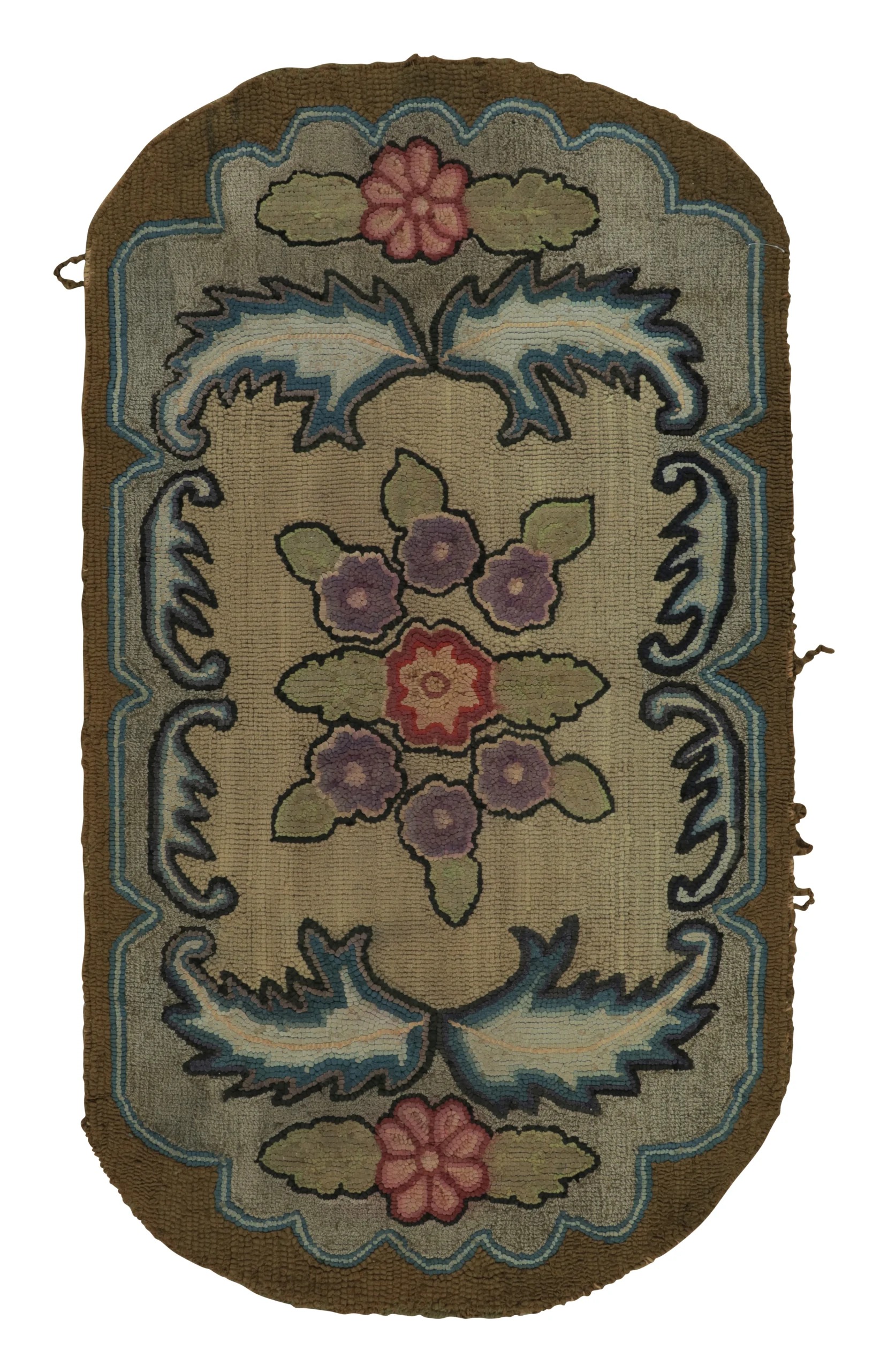 Antique Hooked Floral Rug