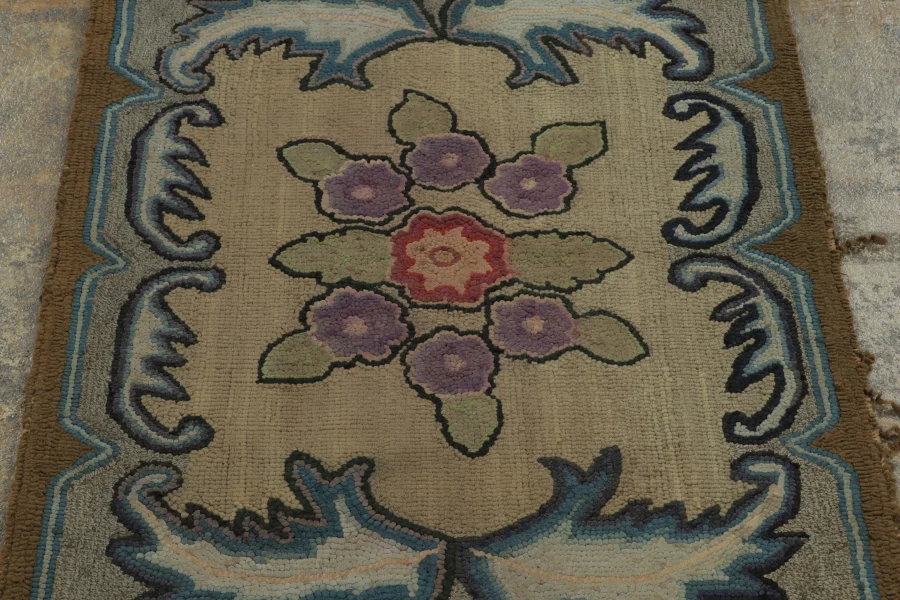 Antique Hooked Floral Rug