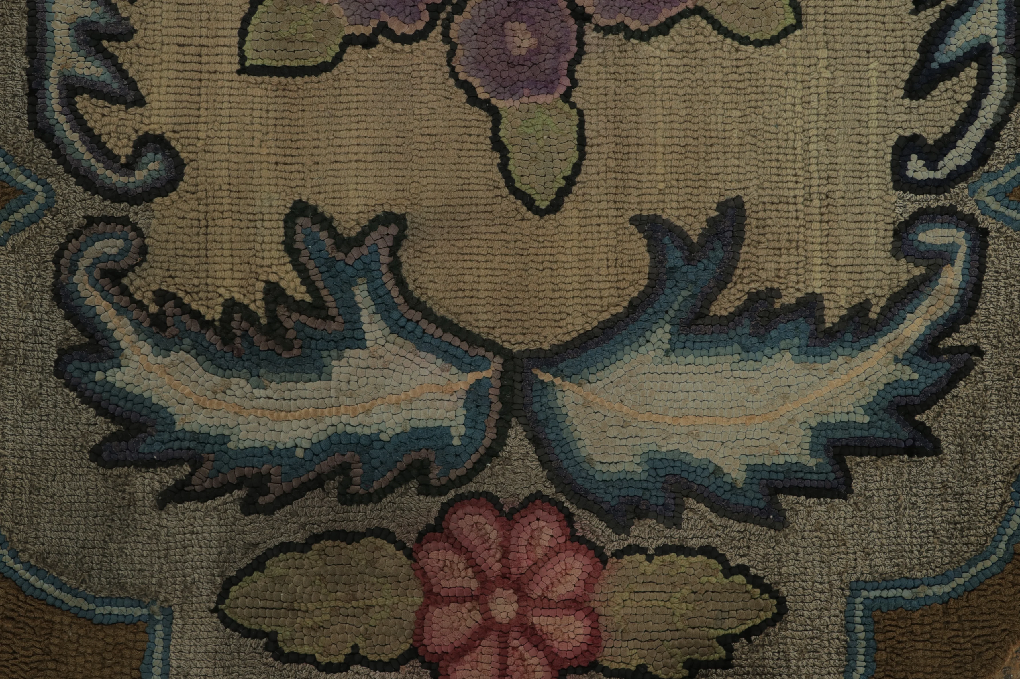 Antique Hooked Floral Rug