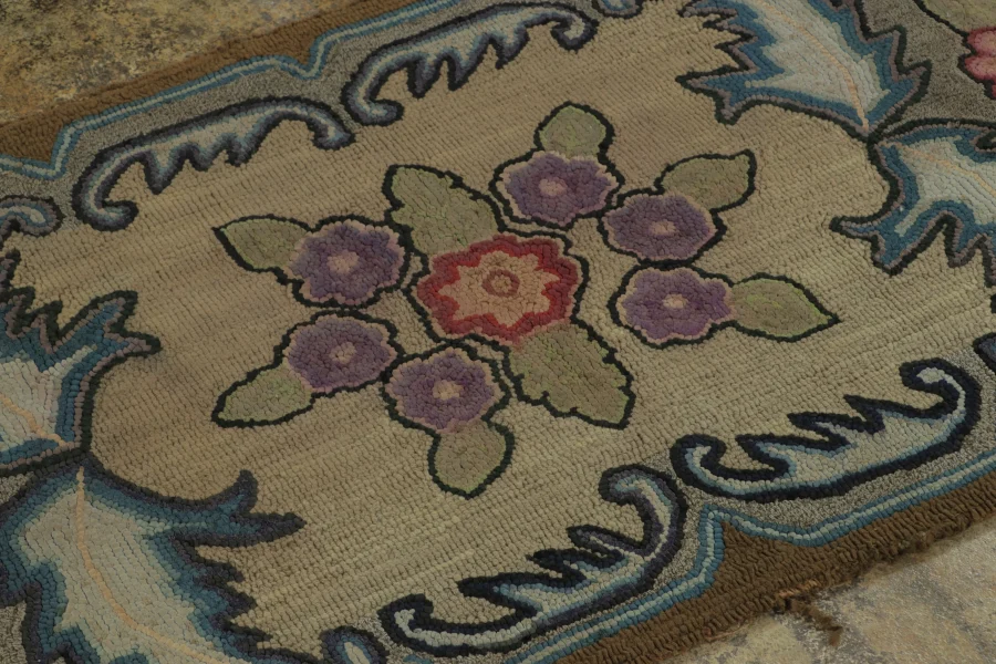 Antique Hooked Floral Rug
