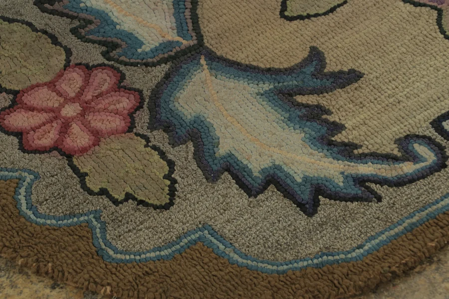Antique Hooked Floral Rug