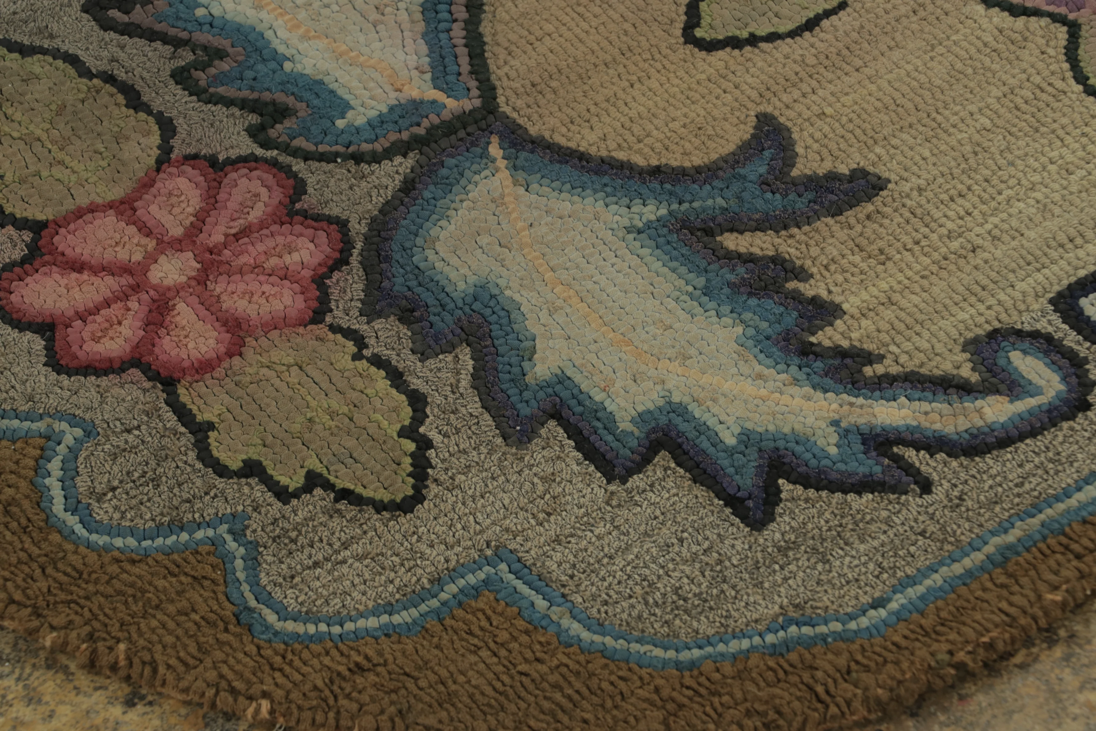 Antique Hooked Floral Rug