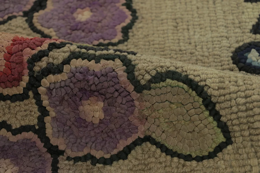 Antique Hooked Floral Rug