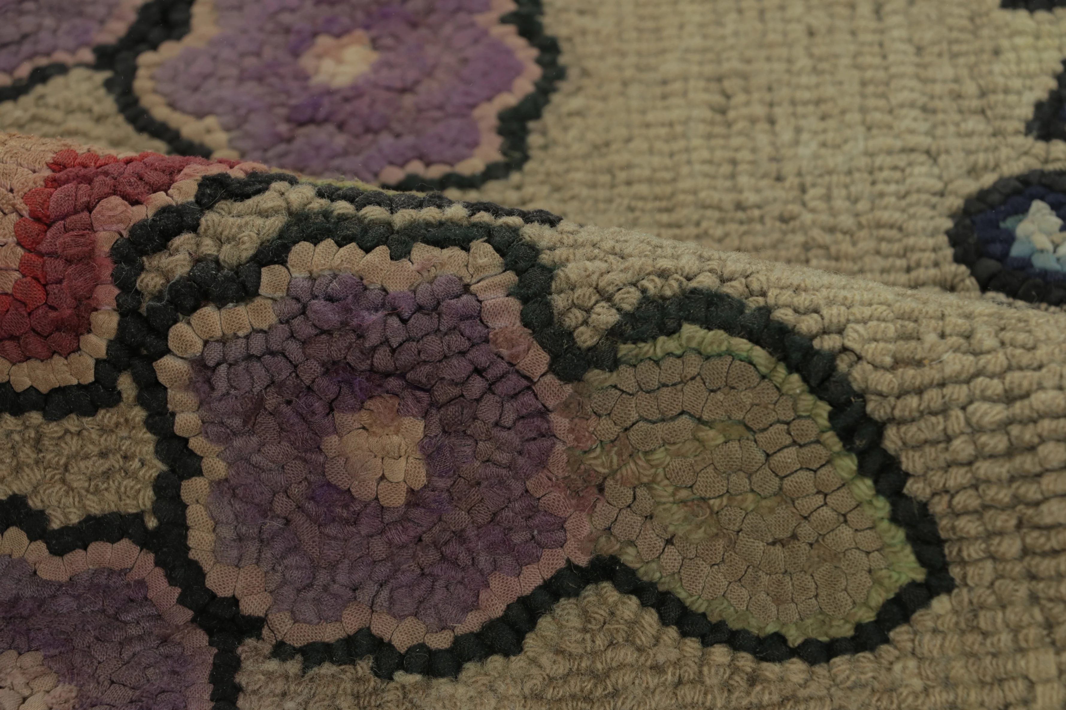 Antique Hooked Floral Rug