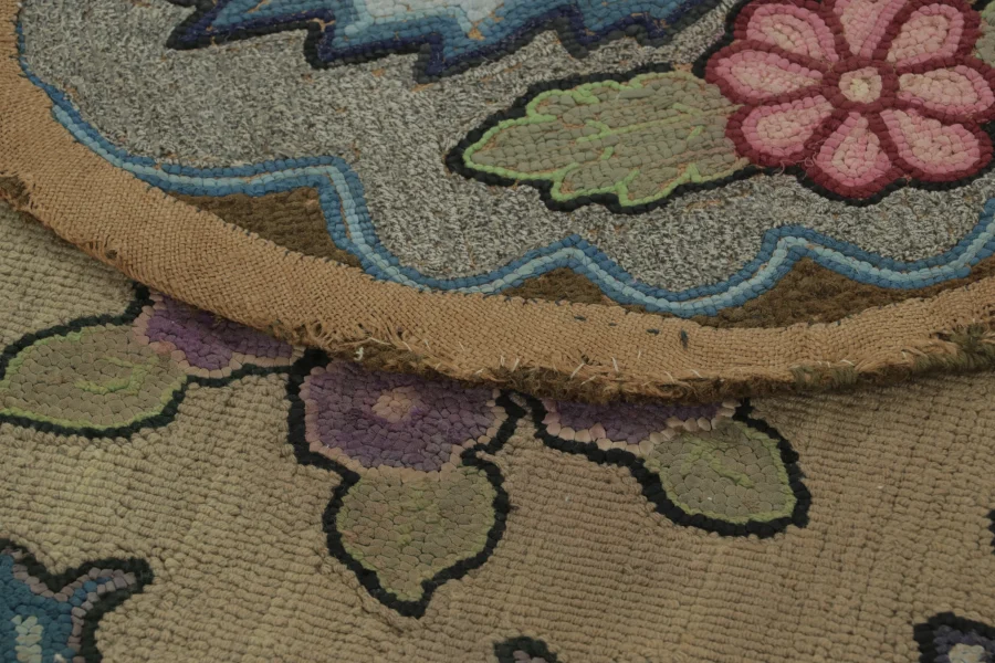 Antique Hooked Floral Rug