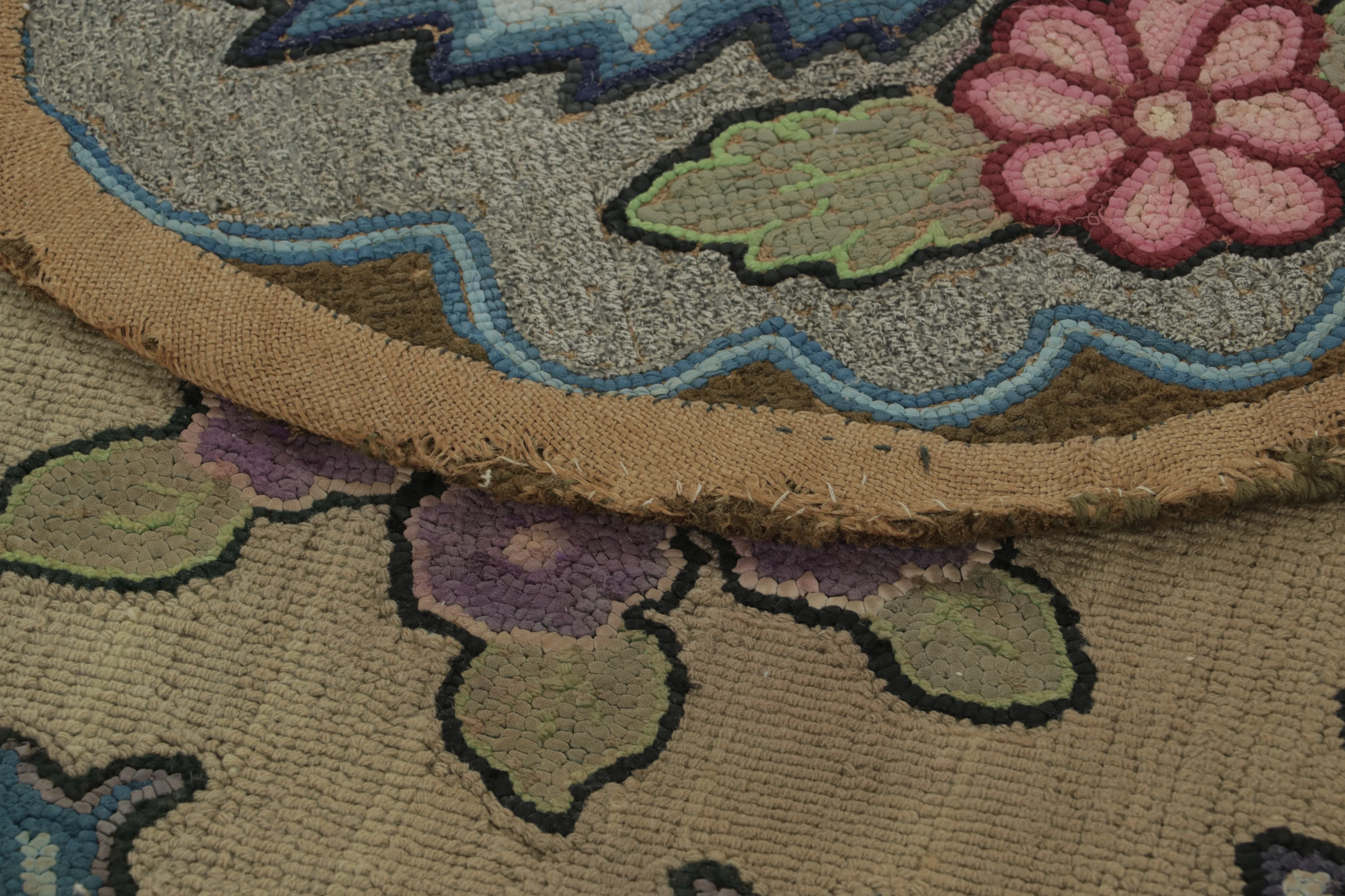 Antique Hooked Floral Rug