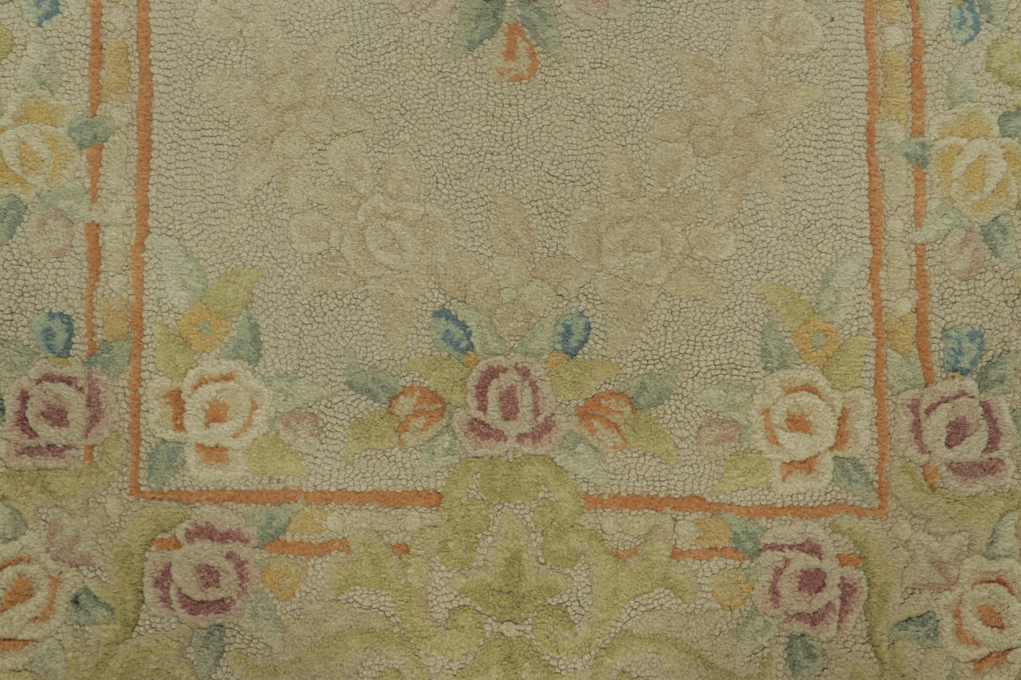 Antique Hooked Floral Rug