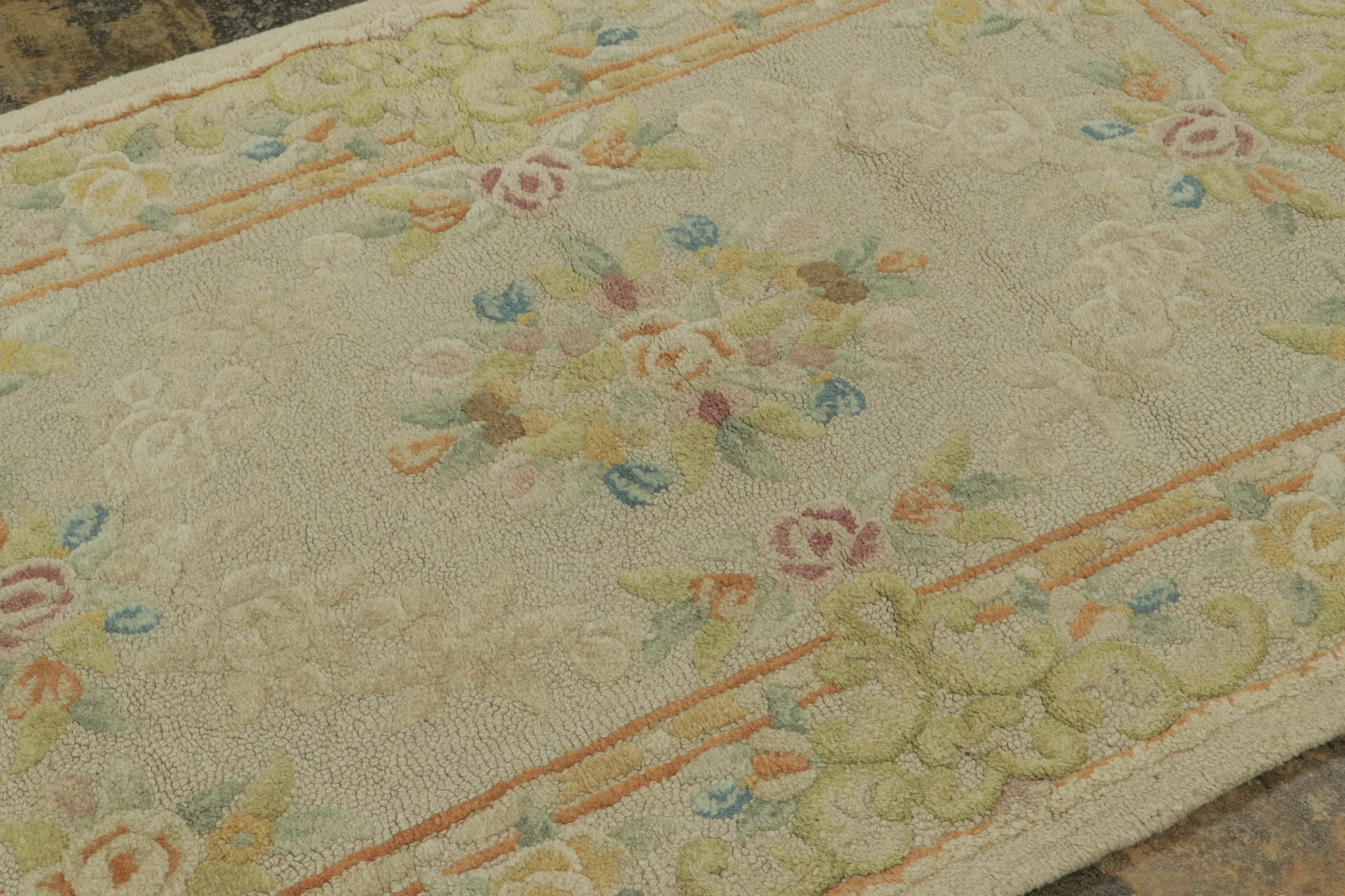 Antique Hooked Floral Rug