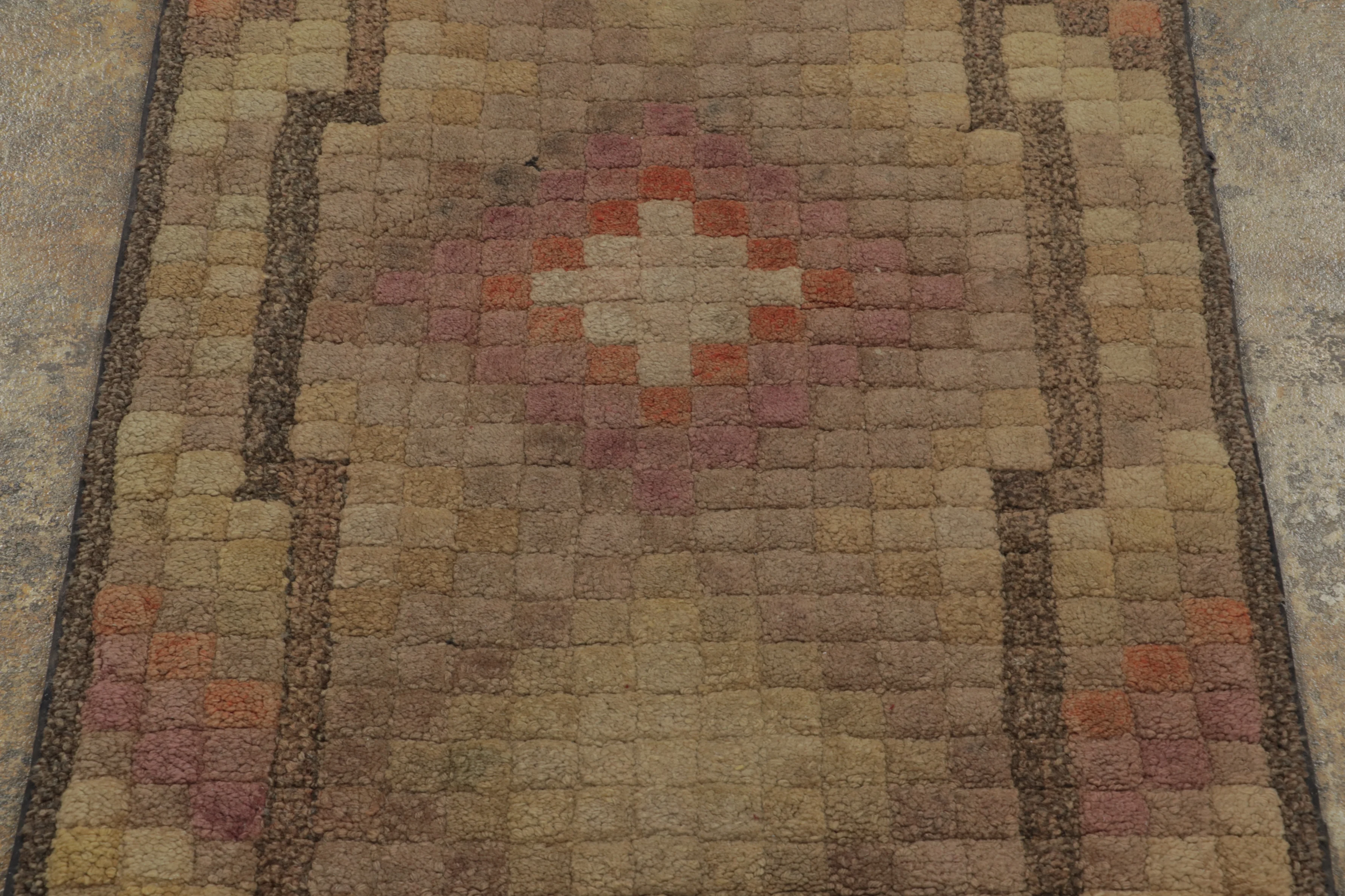 Antique Hooked Geometric Rug
