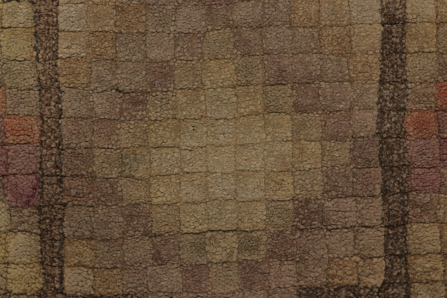 Antique Hooked Geometric Rug