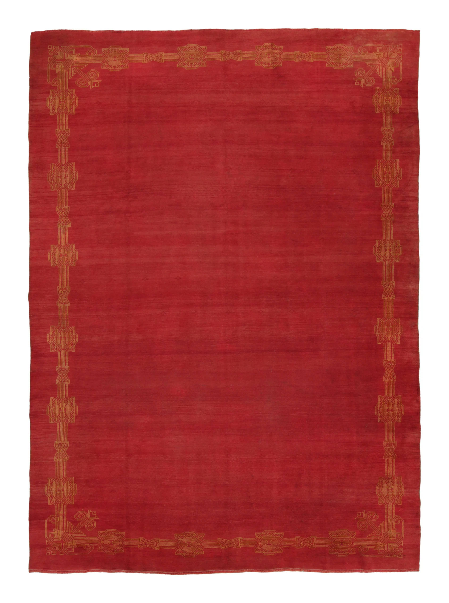 Antique Deco Oushak Geometric Rug