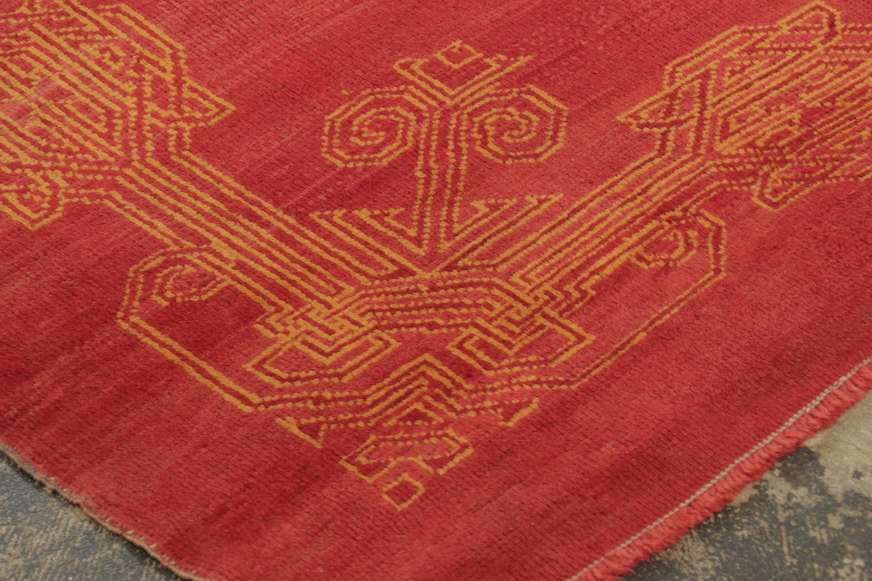 Antique Deco Oushak Geometric Rug