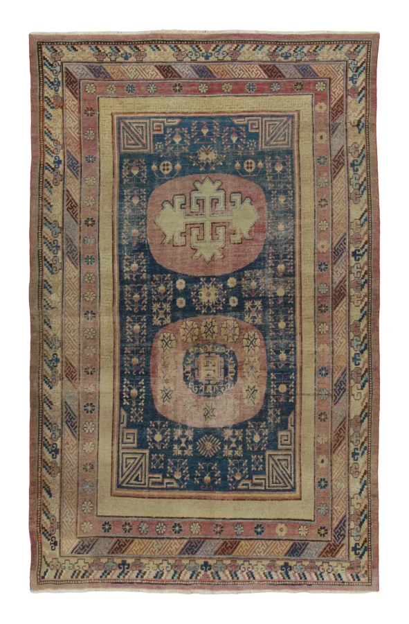 Antique Khotan Rug with Bold Geometric Medallion Design - Rug & Kilim