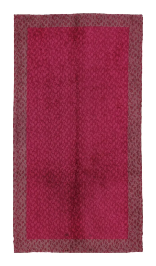 Vintage Dutch Runner in Raspberry with Textural Geometric Design - Rug & Kilim