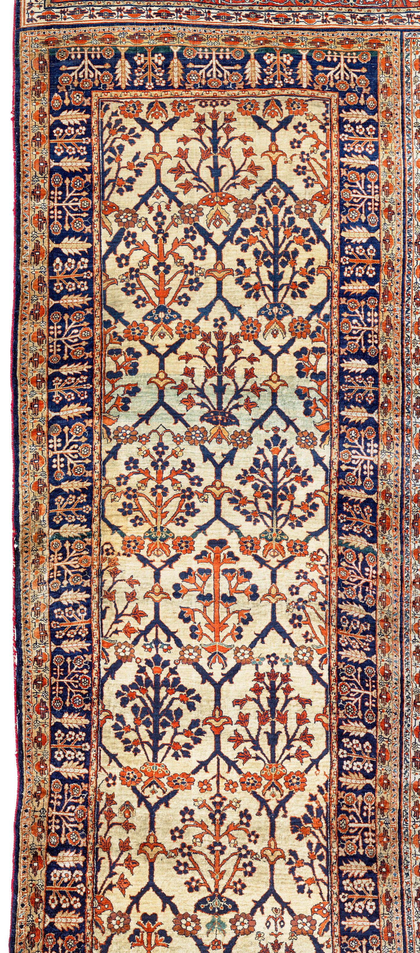 Antique Persian Heriz Triclinium Silk Rug