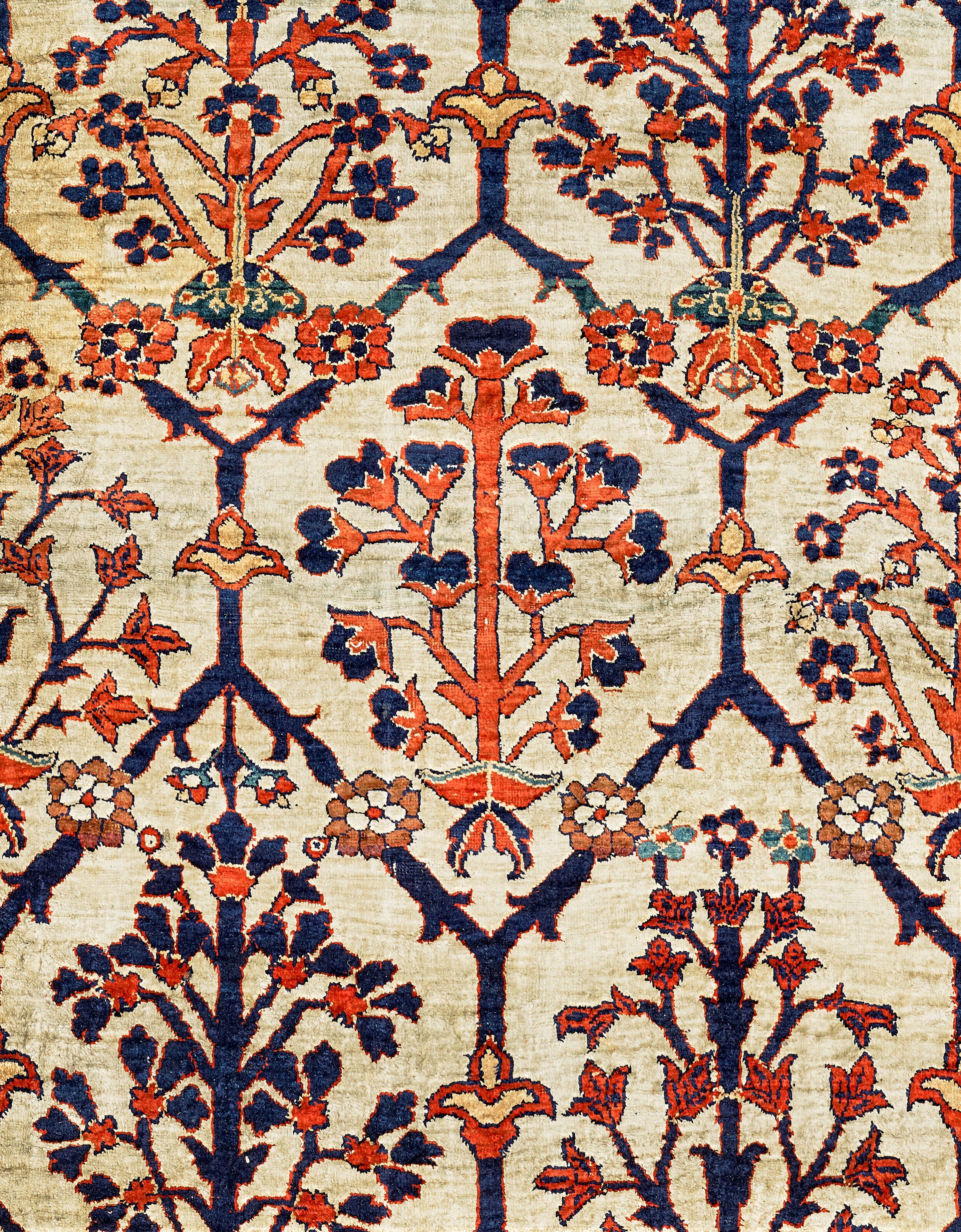 Antique Persian Heriz Triclinium Silk Rug