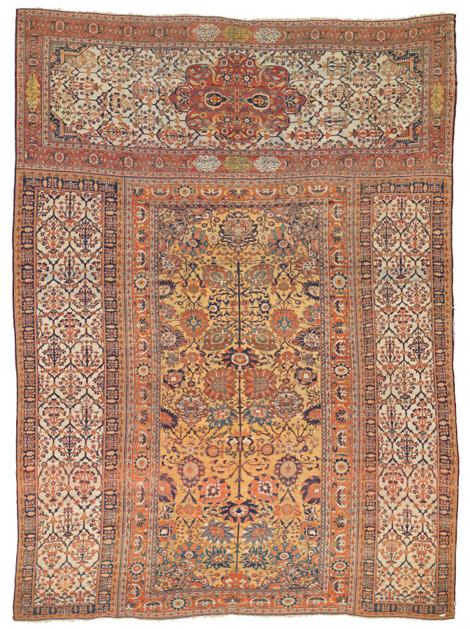 Antique Persian Heriz Triclinium Silk Rug