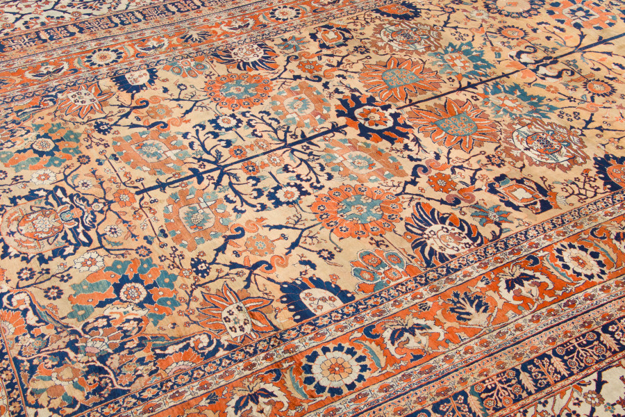 Antique Persian Heriz Triclinium Silk Rug