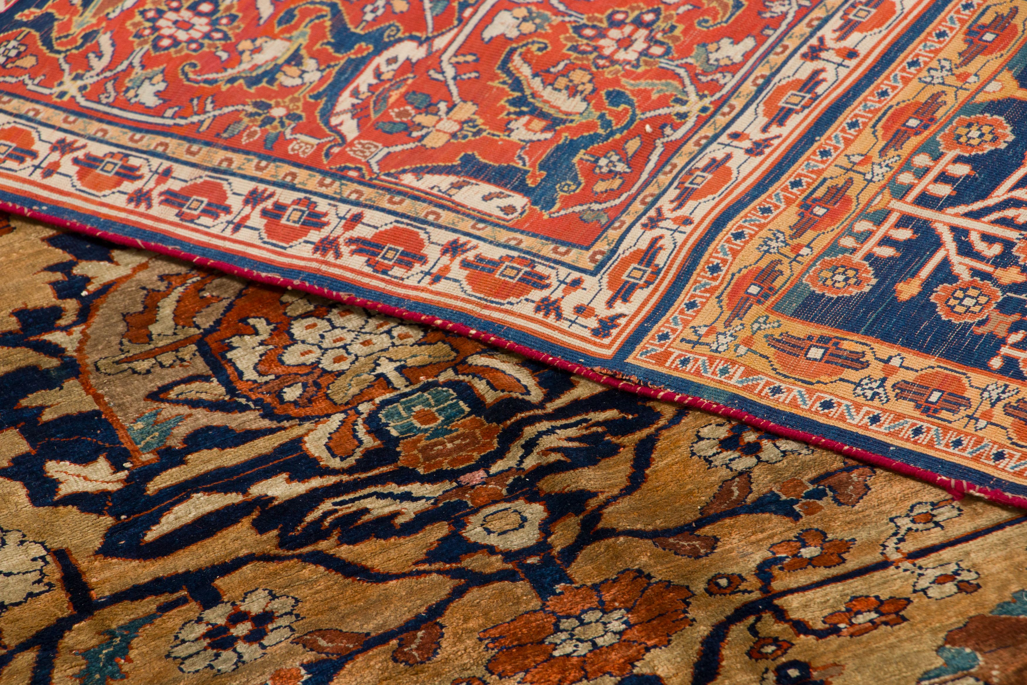 Antique Persian Heriz Triclinium Silk Rug
