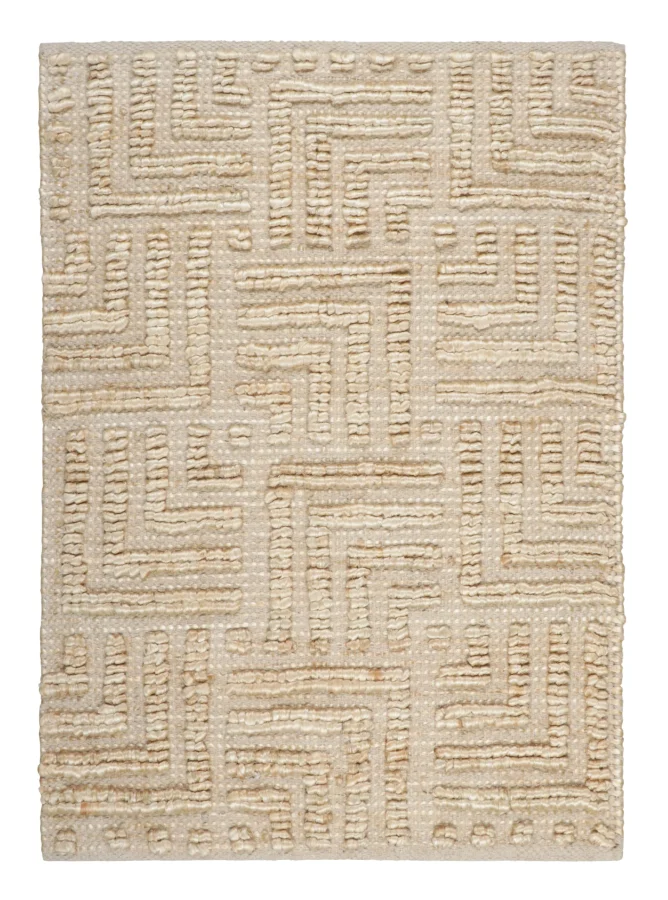Rug & Kilim’s Textural Rug with Geometric Designs in Beige
