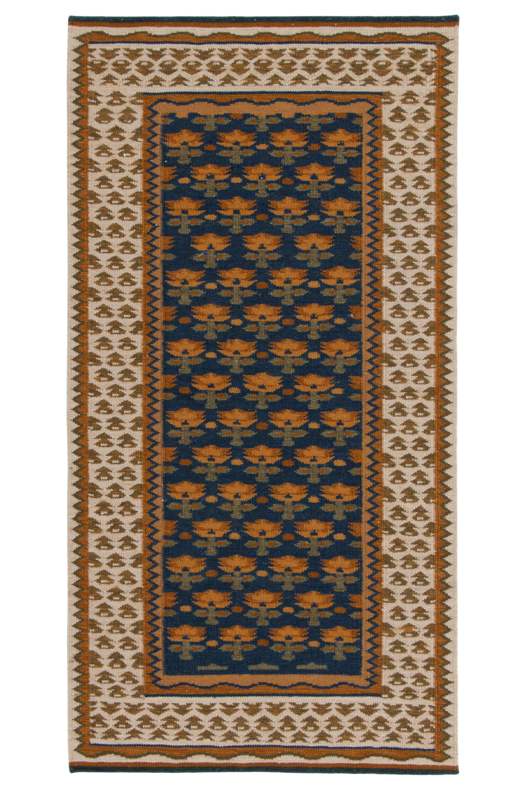 Contemporary Swedish Floral Flatweave Runner