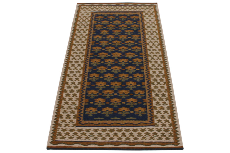 Contemporary Swedish Floral Flatweave Runner
