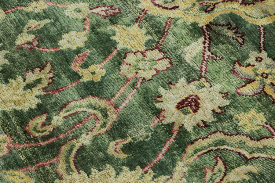 Hover image of Rug & Kilim’s Modern Classics Oushak Square Rug with Green Floral Design