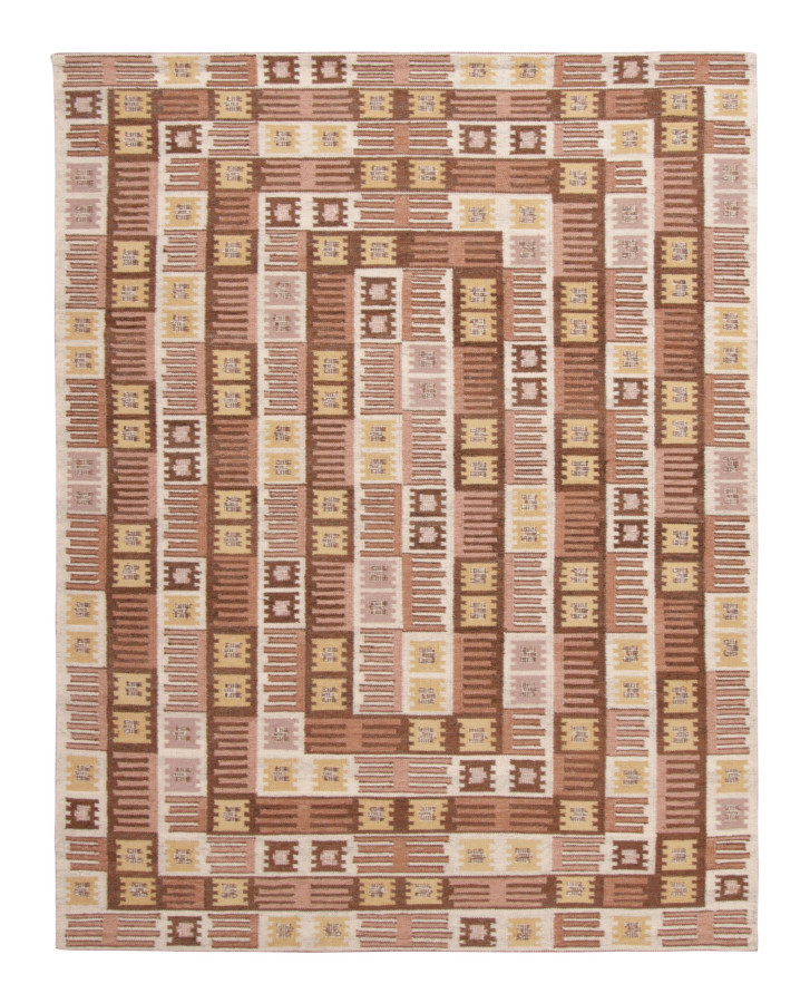 Rug & Kilim’s Scandinavian Custom Rug with Beige-Brown Geometric Patterns