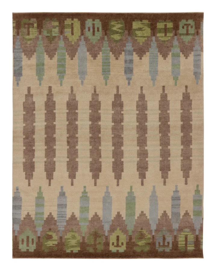 Rug & Kilim's Contemporary Scandinavian Geometric Rug in Beige, Green & Blue