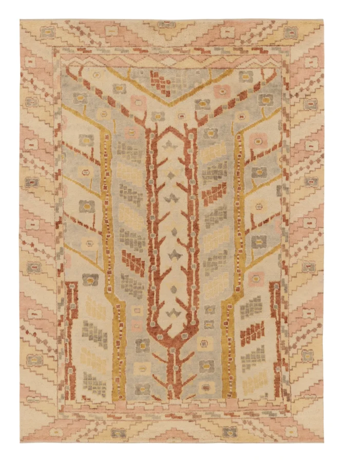 Rug & Kilim’s Contemporary Oushak Rug in Beige & Brown with Tree of Life Pattern