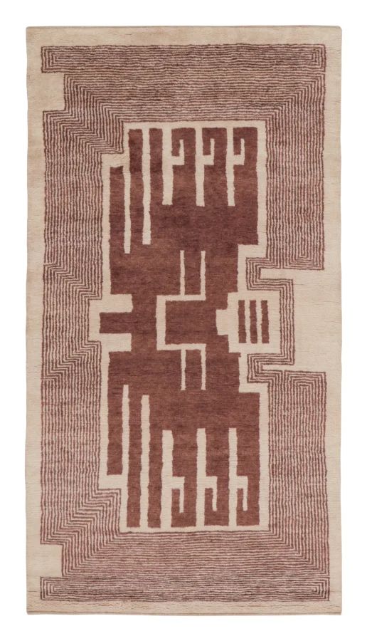 Rug & Kilim's Contemporary French Art Deco Rug in Rust & Ivory Geometry