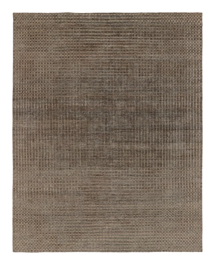 Rug & Kilim’s Contemporary Rug with Textural Geometric Design in Brown Hues