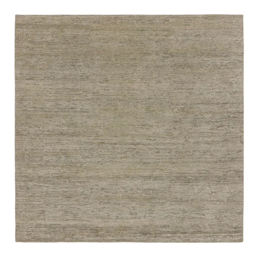 Rug & Kilim’s Textural Square Rug with Geometric Design in Beige & Brown