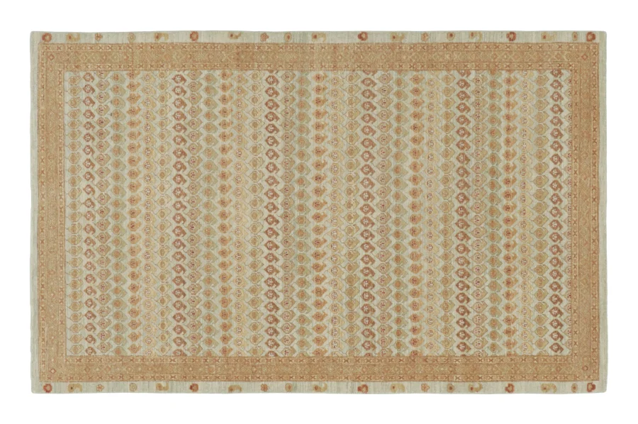 Rug & Kilim’s Saraband Style Rug with Paisley Grid in Warm Beige Hues