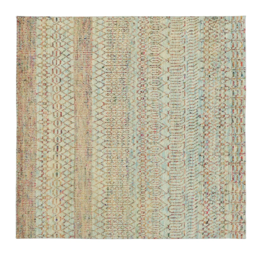 Rug & Kilim’s Contemporary Square Rug with Traditional Geometry in Multicolor