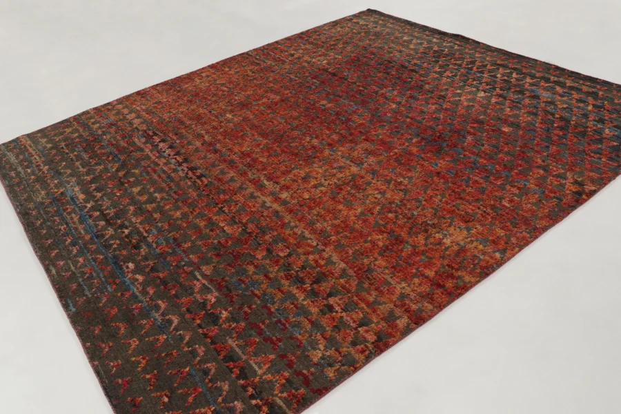 Hover image of Rug & Kilim's Contemporary Rug in Rich Umber Tones with Gradient Geometric Design