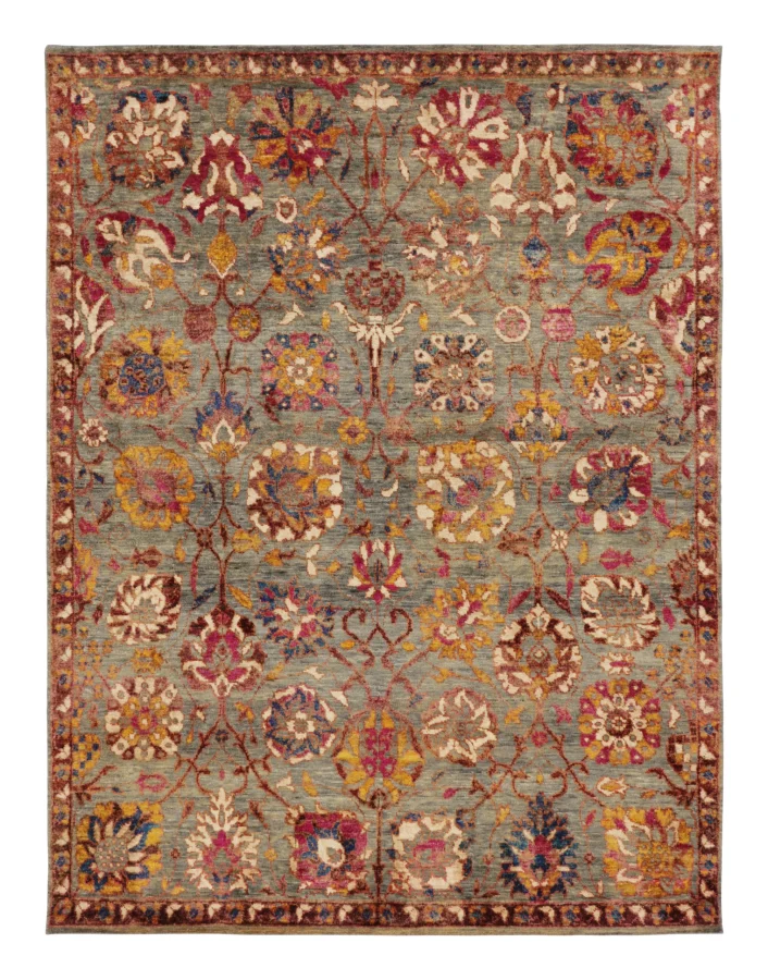 Rug & Kilim’s Contemporary Oushak Rug with Floral Design in Brown Hues