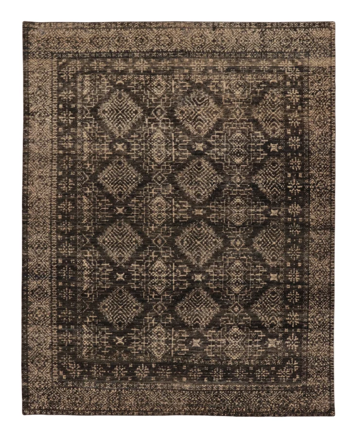 Rug & Kilim’s Contemporary Rug with Black & Beige Geometric Diamond Designs