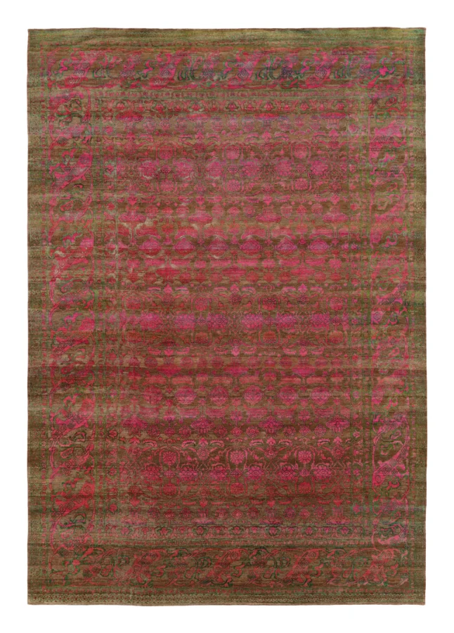 Rug & Kilim's Oversized Agra Rug with Pink & Brown Botanical Florals