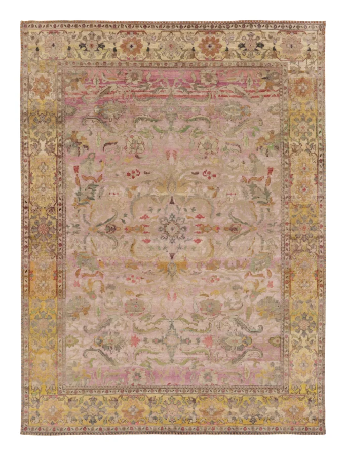 Rug & Kilim’s Persian Inspired Rug with Floral Medallion in Pastel Hues